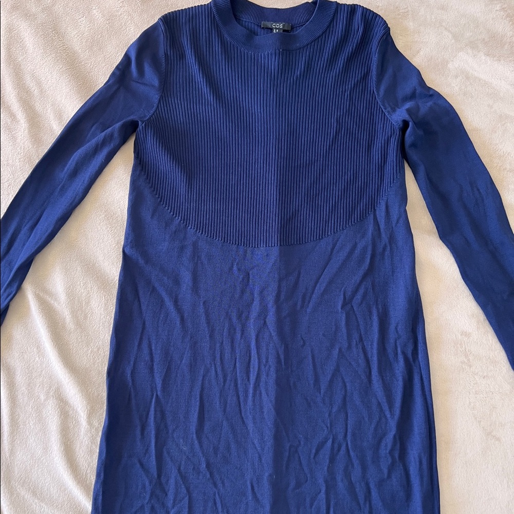 COS navy blue midi dress XS